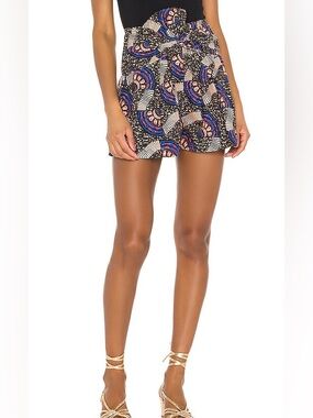 NWT Ulla Johnson Paloma Shorts Size 10 Army Dutchwax Print Belted 100% Cotton